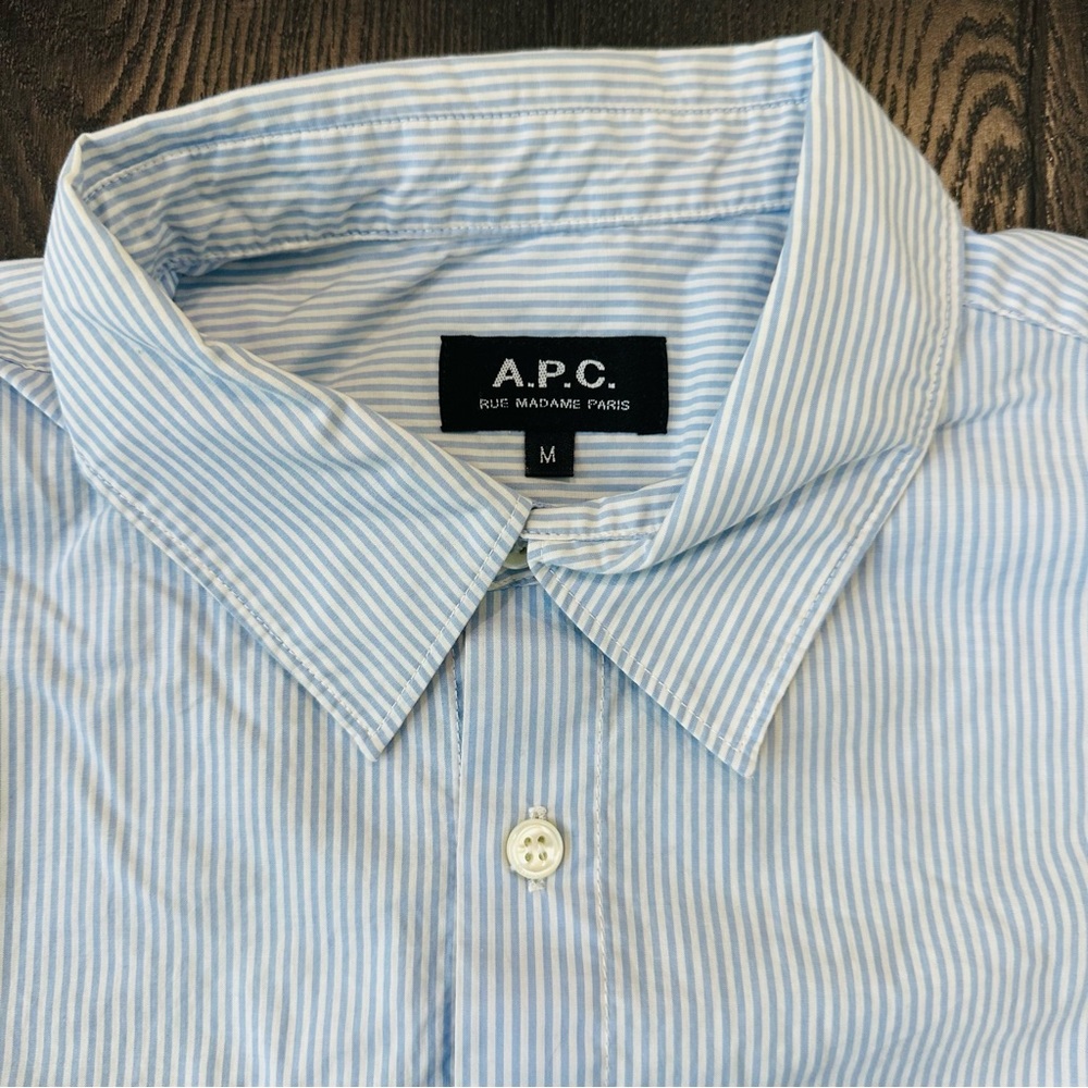 A.P.C. Men's Light Blue Pinstripe Shirt